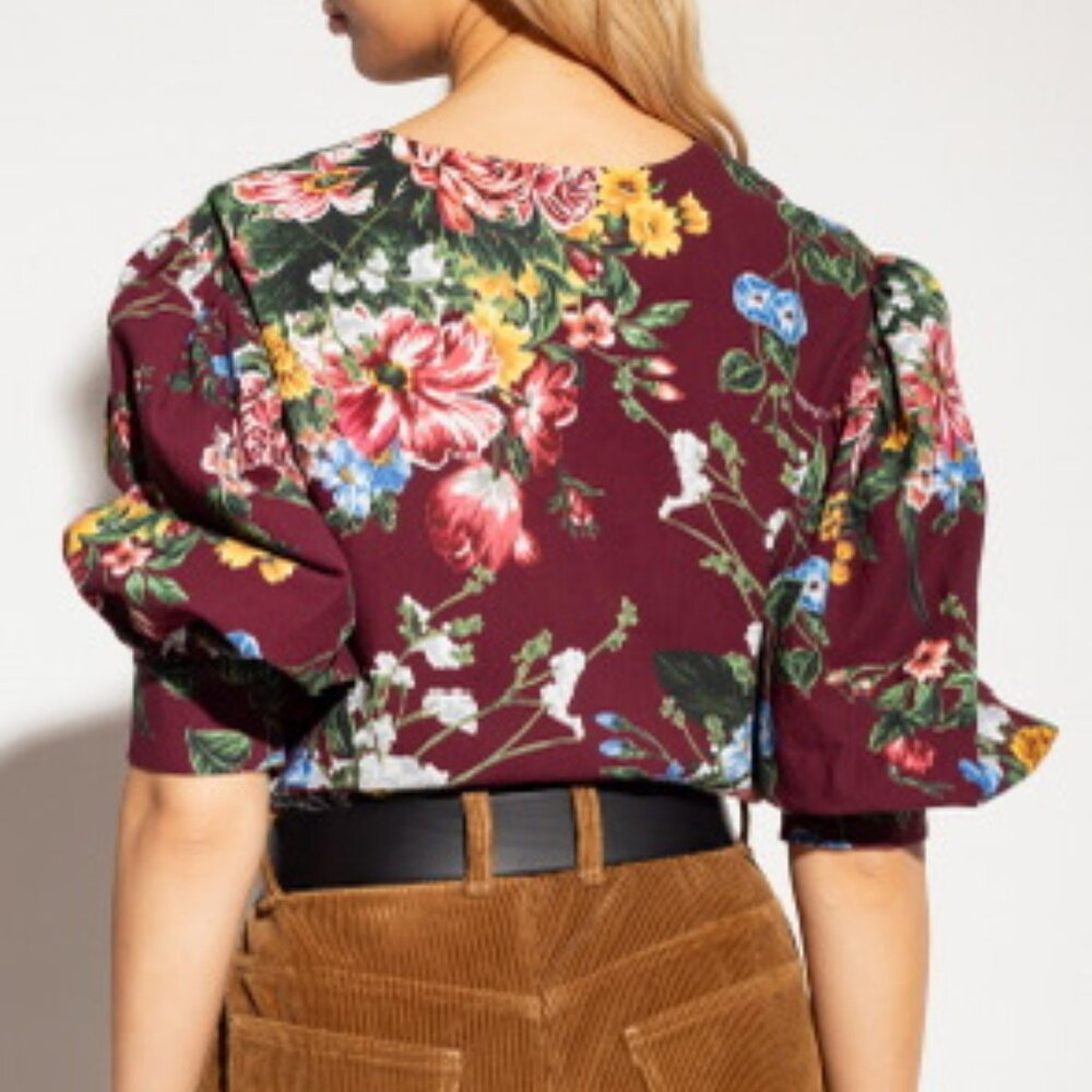 $395 NWOT SEE BY CHLOÉ Floral Print Cotton Top Blouse Size 40 Multicolor - Picture 3 of 16
